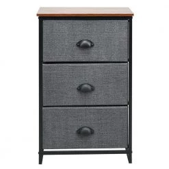 18 in. Gray Side End Table Nightstand with Removable Drawers by Boyel Living