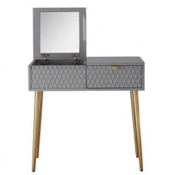 32 in. Gray Dressing Vanity with Mirror by Boyel Living
