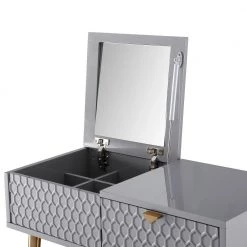 32 in. Gray Dressing Vanity with Mirror by Boyel Living -MODWAY store gray boyel living furniture parts drt 1472a m gy fa 1000