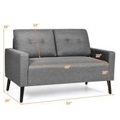 Modern 55 in. Gray Linen 2-Seats Loveseats with Wood Lges by Boyel Living -MODWAY store gray boyel living loveseats hysn 64220gr 4f 1000