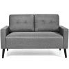 Modern 55 in. Gray Linen 2-Seats Loveseats with Wood Lges by Boyel Living
