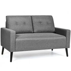 Modern 55 in. Gray Linen 2-Seats Loveseats with Wood Lges by Boyel Living -MODWAY store gray boyel living loveseats hysn 64220gr c3 1000