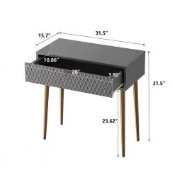 Gray Modern High Gloss Painting Dressing Vanity With Drawer 31.5 in. x 15.7 in. x 31.5 in. by Boyel Living -MODWAY store gray boyel living makeup vanities drt 1472an gy 44 1000