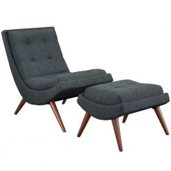 Ramp Gray Upholstered Fabric Lounge Chair Set by MODWAY