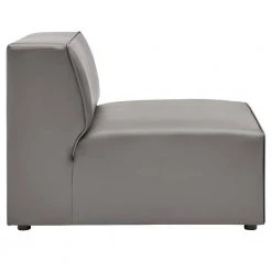 Mingle 34.5 in. Gray Faux Leather 1-Seat Armless Chair Sofa by MODWAY -MODWAY store gray modway accent chairs eei 4623 gry e1 1000
