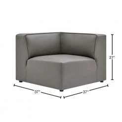 Mingle 37 in. Gray Faux Leather 1-Seat Corner Chair Sofa by MODWAY -MODWAY store gray modway accent chairs eei 4625 gry 40 1000