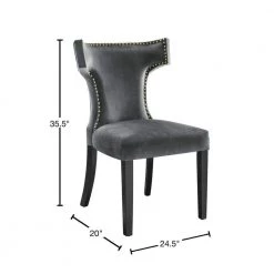 Curve Gray Performance Velvet Highbacked Nailhead Trim Dining Side Chair (Set of 2) by MODWAY -MODWAY store gray modway accent chairs eei 5008 gry 40 1000