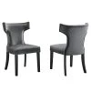 Curve Gray Performance Velvet Highbacked Nailhead Trim Dining Side Chair (Set of 2) by MODWAY 2 Curve Gray Performance Velvet Highbacked Nailhead Trim Dining Side Chair (Set of 2) by MODWAY -MODWAY store gray modway accent chairs eei 5008 gry 64 1000