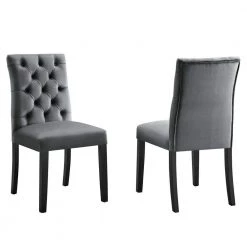 Duchess Gray Performance Velvet Tufted Dining Side Chairs (Set of 2) by MODWAY