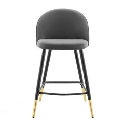 Cordial 36.5 in. Gray Low Back Counter Stool Counter Stool with Velvet Seat (Set of 2) by MODWAY -MODWAY store gray modway bar stools eei 4529 gry 1f 1000