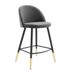 Cordial 36.5 in. Gray Low Back Counter Stool Counter Stool with Velvet Seat (Set of 2) by MODWAY -MODWAY store gray modway bar stools eei 4529 gry 4f 1000