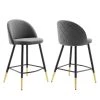 Cordial 36.5 in. Gray Low Back Counter Stool Counter Stool with Velvet Seat (Set of 2) by MODWAY 2 Cordial 36.5 in. Gray Low Back Counter Stool Counter Stool with Velvet Seat (Set of 2) by MODWAY -MODWAY store gray modway bar stools eei 4529 gry 64 1000