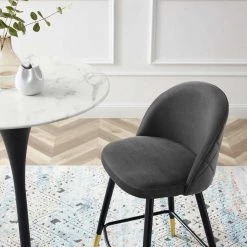 Cordial 36.5 in. Gray Low Back Counter Stool Counter Stool with Velvet Seat (Set of 2) by MODWAY -MODWAY store gray modway bar stools eei 4529 gry 76 1000