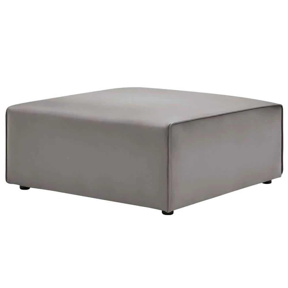 Mingle 37 in. Gray Faux Leather Ottoman by MODWAY 3 Mingle 37 in. Gray Faux Leather Ottoman by MODWAY