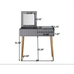 32 in. Gray with Mirror High Gloss Painting Dressing Vanity by Boyel Living -MODWAY store gray with mirror boyel living furniture parts drt 1472w m gy 44 1000