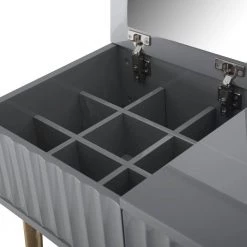 32 in. Gray with Mirror High Gloss Painting Dressing Vanity by Boyel Living -MODWAY store gray with mirror boyel living furniture parts drt 1472w m gy 4f 1000