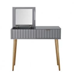 32 in. Gray with Mirror High Gloss Painting Dressing Vanity by Boyel Living