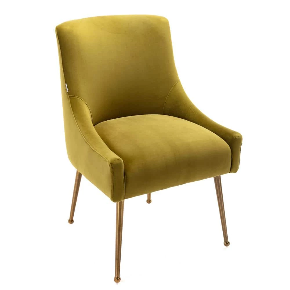 Green Velvet Upholstered Dining Chair with Electroplated Legs (Set of 2) by Boyel Living 5 Green Velvet Upholstered Dining Chair with Electroplated Legs (Set of 2) by Boyel Living - Image 3