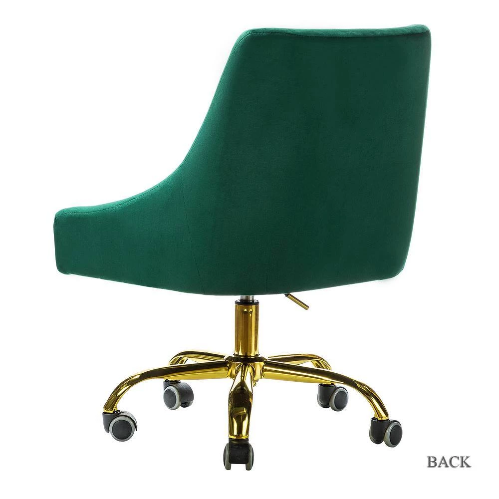 Modern Mid-Back Green Tufted Velvet Fabric Computer Desk Chair Swivel Adjustable Task Chair with Soft Seat by Boyel Living 6 Modern Mid-Back Green Tufted Velvet Fabric Computer Desk Chair Swivel Adjustable Task Chair with Soft Seat by Boyel Living - Image 4
