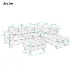 Sectional Sofa 3-Piece Grey Polyester L-Shaped Right Facing Sectionals with Storage Ottoman by Boyel Living -MODWAY store grey boyel living sectional sofas bh 015gr 4f 1000