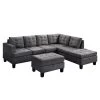 Sectional Sofa 3-Piece Grey Polyester L-Shaped Right Facing Sectionals with Storage Ottoman by Boyel Living -MODWAY store grey boyel living sectional sofas bh 015gr 64 1000