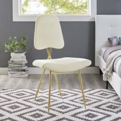 Ponder Upholstered Velvet Dining Side Chair in Ivory by MODWAY -MODWAY store ivory modway accent chairs eei 2811 ivo 31 1000