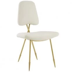 Ponder Upholstered Velvet Dining Side Chair in Ivory by MODWAY
