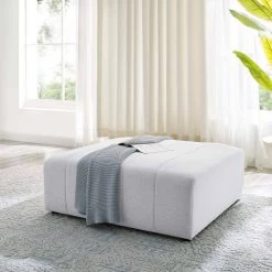 Bartlett Ivory Upholstered Fabric Bench Ottoman by MODWAY -MODWAY store ivory modway ottomans eei 4400 ivo 31 1000