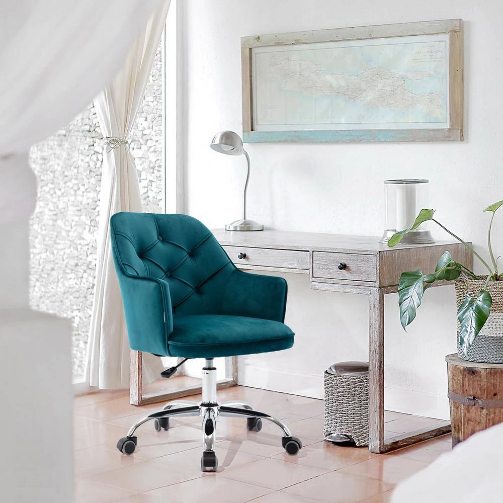 Lisa Luxurious Lake Blue Velvet Leisure Sturdy Swivel Height Adjustable Button-tufted Upholstery Chair by Boyel Living 9 Lisa Luxurious Lake Blue Velvet Leisure Sturdy Swivel Height Adjustable Button-tufted Upholstery Chair by Boyel Living - Image 7