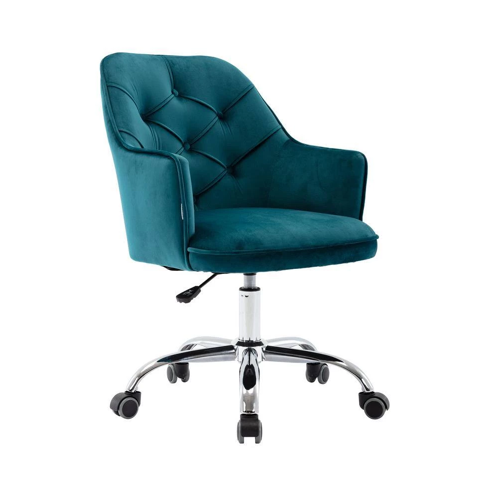 Lisa Luxurious Lake Blue Velvet Leisure Sturdy Swivel Height Adjustable Button-tufted Upholstery Chair by Boyel Living 7 Lisa Luxurious Lake Blue Velvet Leisure Sturdy Swivel Height Adjustable Button-tufted Upholstery Chair by Boyel Living - Image 5