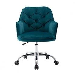 Lisa Luxurious Lake Blue Velvet Leisure Sturdy Swivel Height Adjustable Button-tufted Upholstery Chair by Boyel Living