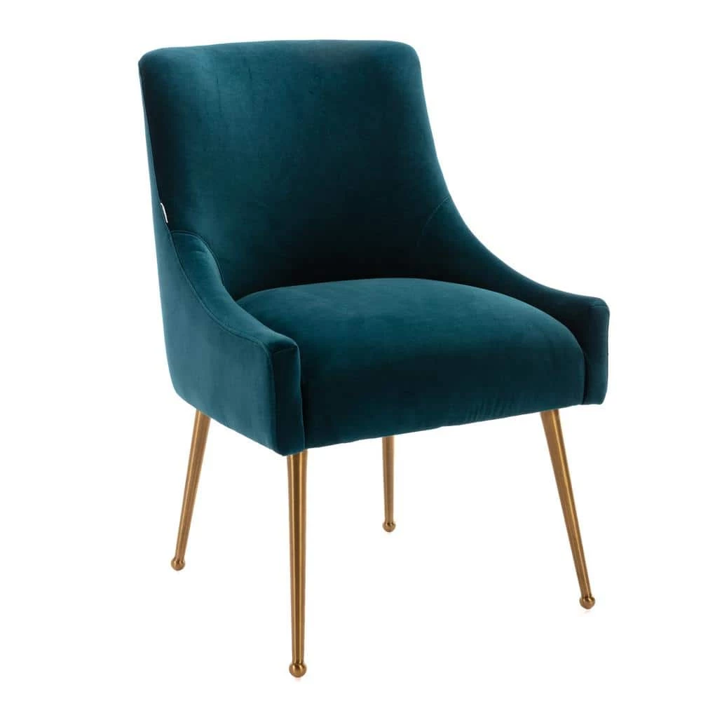 Lake Green Velvet Upholstered Dining Chair with Electroplated Legs (Set of 2) by Boyel Living 5 Lake Green Velvet Upholstered Dining Chair with Electroplated Legs (Set of 2) by Boyel Living - Image 3