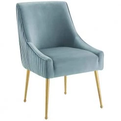 Discern Light Blue Pleated Back Upholstered Performance Velvet Dining Chair by MODWAY -MODWAY store light blue modway dining chairs eei 3509 lbu 4f 1000