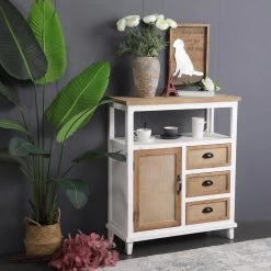 Light Brown and White Accent Cabinet with Window-Panel Doors and 3 Drawers by Boyel Living -MODWAY store light brown and white boyel living accent cabinets wf j a62 31 1000