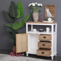 Light Brown and White Accent Cabinet with Window-Panel Doors and 3 Drawers by Boyel Living -MODWAY store light brown and white boyel living accent cabinets wf j a62 77 1000