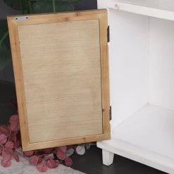 Light Brown and White Accent Cabinet with Window-Panel Doors and 3 Drawers by Boyel Living -MODWAY store light brown and white boyel living accent cabinets wf j a62 fa 1000