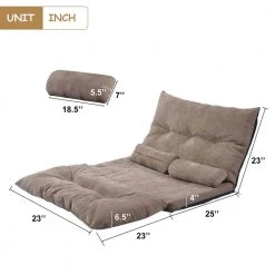 Sofa Bed in Light Brown with 2-Pillows Adjustable Folding Futon Sofa Video Gaming Sofa Lounge Sofa by Boyel Living -MODWAY store light brown boyel living futons of wf015436aap 44 1000