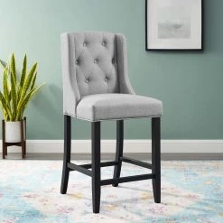 Baronet 26.5 Light Gray Tufted Button Upholstered Fabric Counter Stool by MODWAY 15 Baronet 26.5 Light Gray Tufted Button Upholstered Fabric Counter Stool by MODWAY -MODWAY store light gray black modway bar stools eei 3739 lgr 31 1000