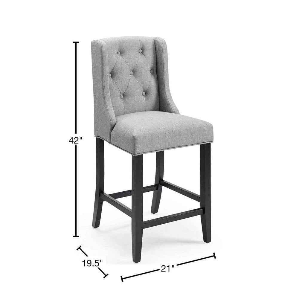 Baronet 26.5 Light Gray Tufted Button Upholstered Fabric Counter Stool by MODWAY 5 Baronet 26.5 Light Gray Tufted Button Upholstered Fabric Counter Stool by MODWAY - Image 3