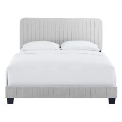 Celine Light Gray Channel Tufted Performance Velvet Queen Bed by MODWAY -MODWAY store light gray modway panel beds mod 6330 lgr 44 1000