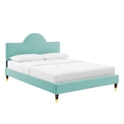 Aurora Performance in Mint Velvet Full Bed by MODWAY