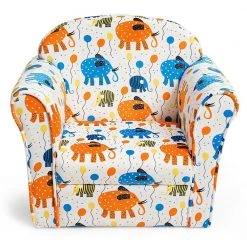20 in. D Kids Colorful Elephant-pattern Velvet Upholstered Sofa by Boyel Living