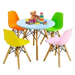 5-Piece Multi-Colored Kids Multifunctional Set with 4-Armless Chairs by Boyel Living -MODWAY store multi colored boyel living kids tables chairs hysn 61364 4c 4f 1000