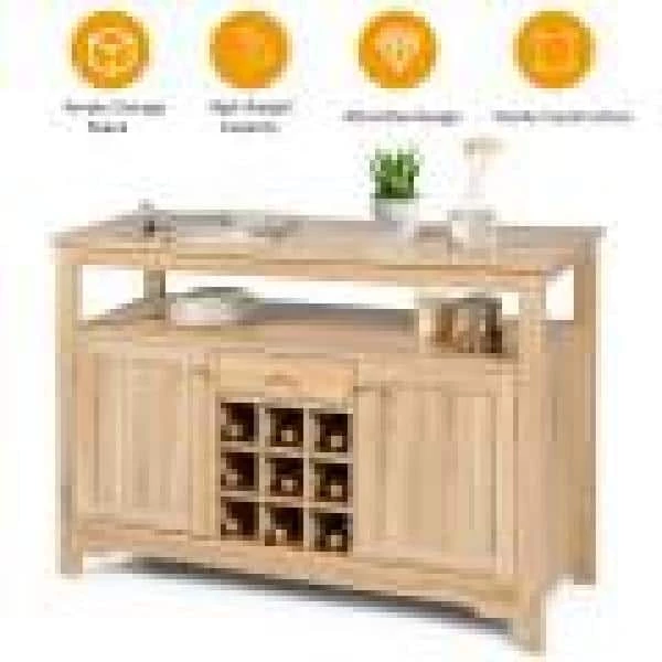 Natural Buffet Server Sideboard Wine Cabinet Console by Boyel Living 8 Natural Buffet Server Sideboard Wine Cabinet Console by Boyel Living - Image 6