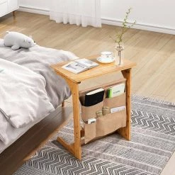 20 in. Natural Bamboo Side End Table with Storage Bag by Boyel Living -MODWAY store natural boyel living c tables hysn 65717na 31 1000