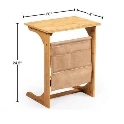 20 in. Natural Bamboo Side End Table with Storage Bag by Boyel Living -MODWAY store natural boyel living c tables hysn 65717na 40 1000