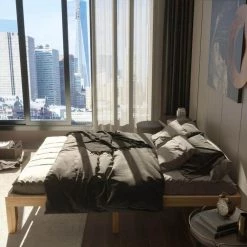 14 in. Natural Queen Size Wooden Bed Mattress Frame without Headboard by Boyel Living 15 14 in. Natural Queen Size Wooden Bed Mattress Frame without Headboard by Boyel Living -MODWAY store natural boyel living platform beds hysn 63260na 31 1000