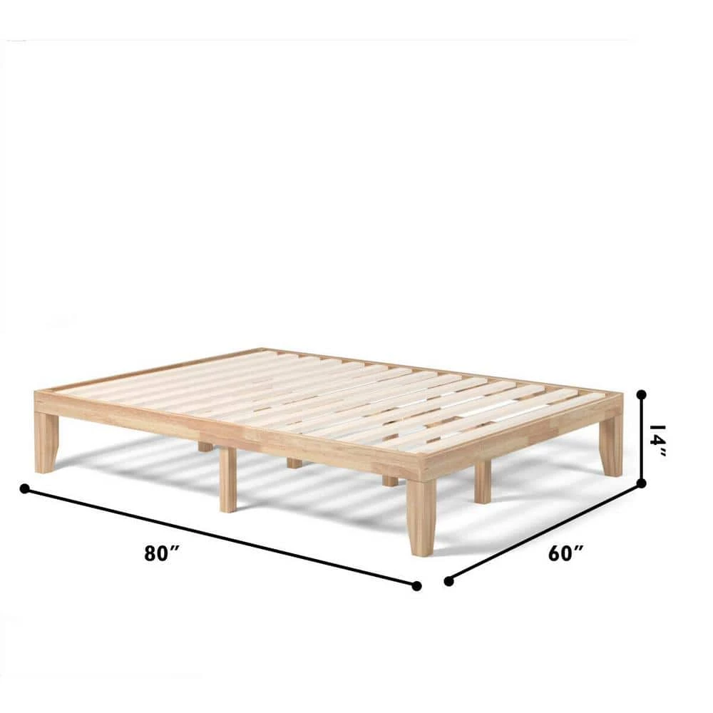 14 in. Natural Queen Size Wooden Bed Mattress Frame without Headboard by Boyel Living 8 14 in. Natural Queen Size Wooden Bed Mattress Frame without Headboard by Boyel Living - Image 6