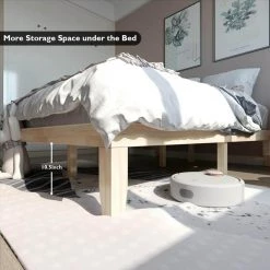 14 in. Natural Queen Size Wooden Bed Mattress Frame without Headboard by Boyel Living 12 14 in. Natural Queen Size Wooden Bed Mattress Frame without Headboard by Boyel Living -MODWAY store natural boyel living platform beds hysn 63260na 4f 1000