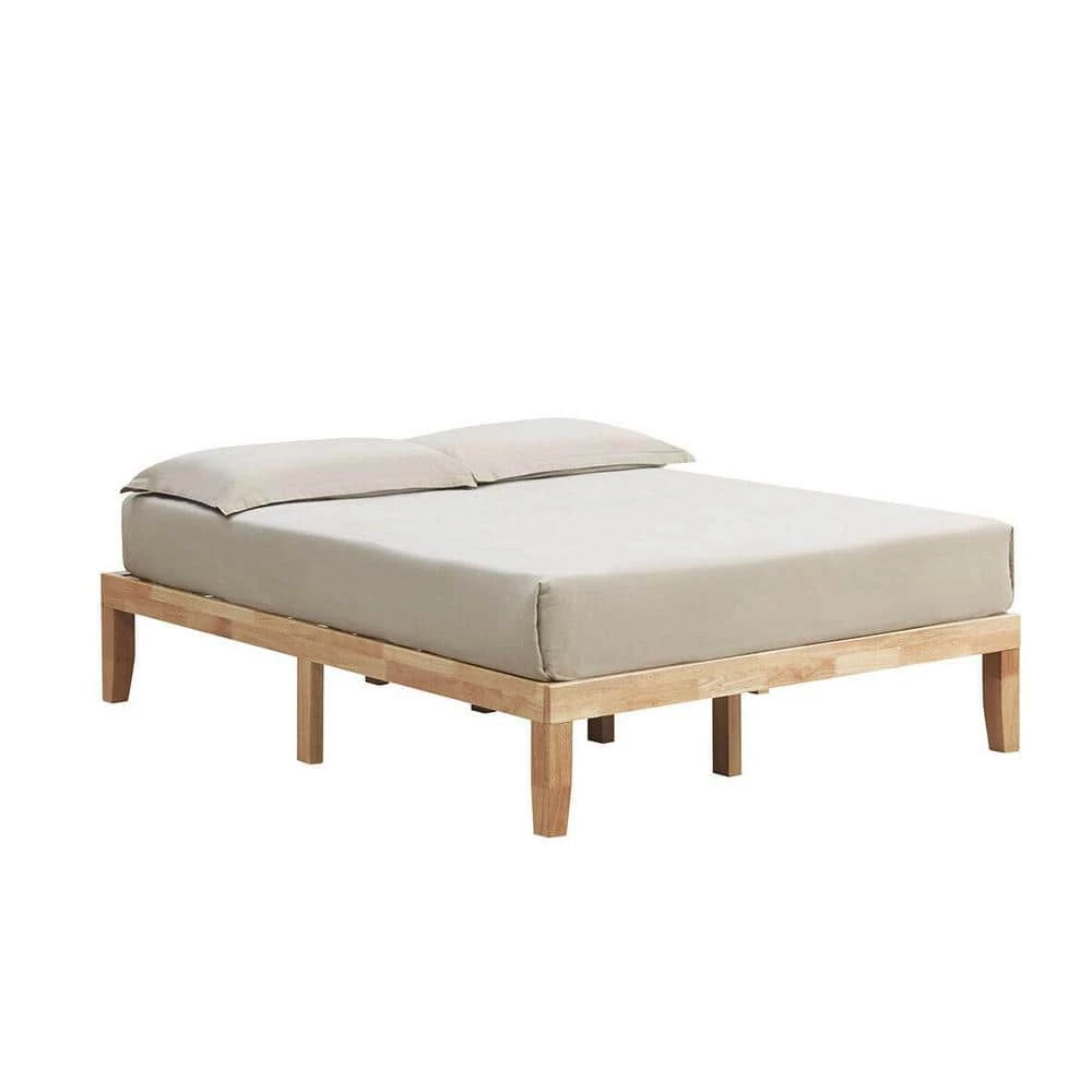 14 in. Natural Queen Size Wooden Bed Mattress Frame without Headboard by Boyel Living 5 14 in. Natural Queen Size Wooden Bed Mattress Frame without Headboard by Boyel Living - Image 3